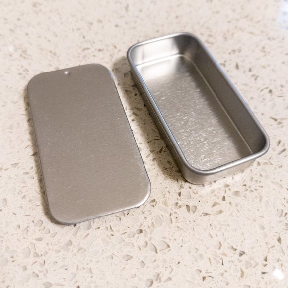 10PCS Mini Slide Top Tin Containers Rectangular Metal Portable Silver Solid Balm - Picture 2 of 4